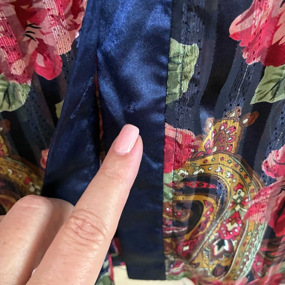 Victorias Secret Vintage Gold Label Size L Sleep Shirt Gown Blue Paisley‎ Floral - Picture 5 of 9